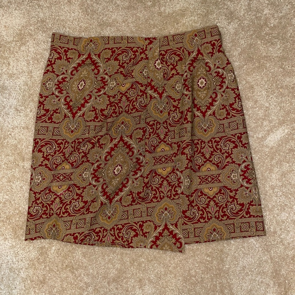 Etro Red and Gold Paisley Mini Skirt